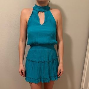 Turquoise ruffle dress